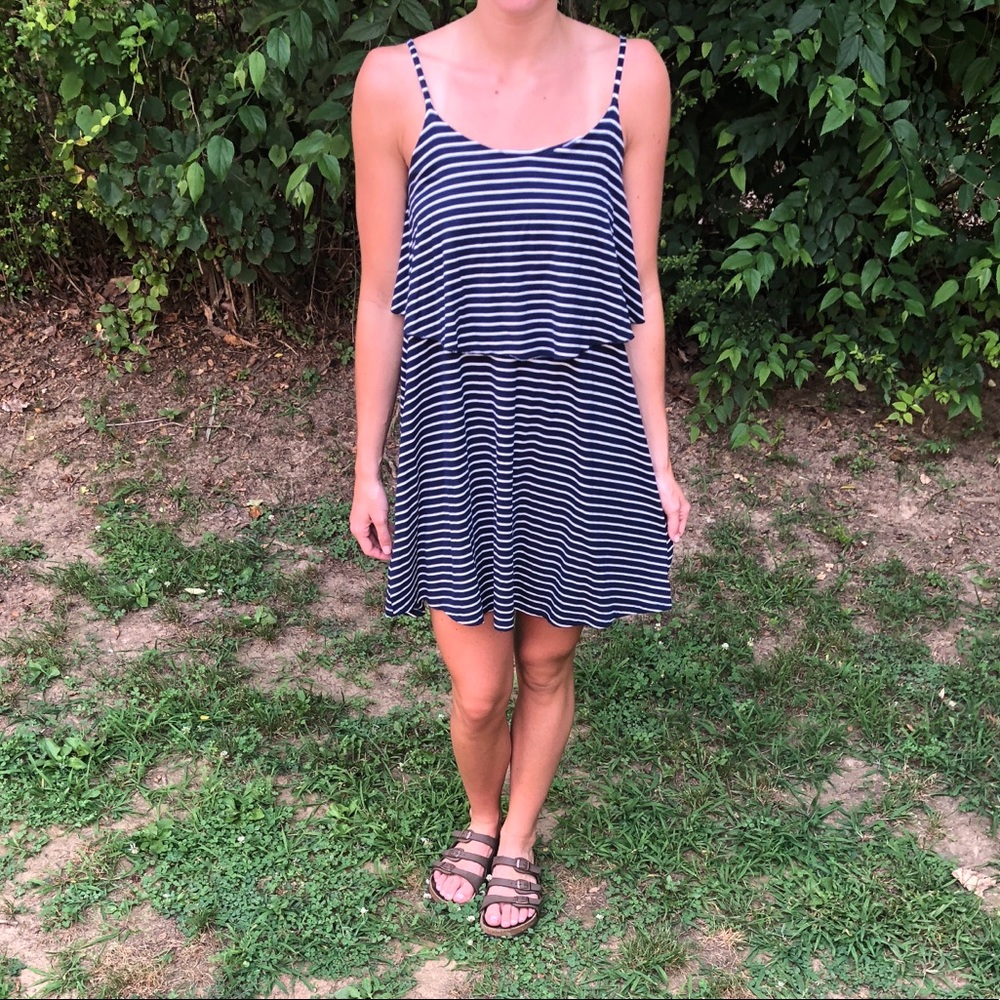Navy and white striped dress!!